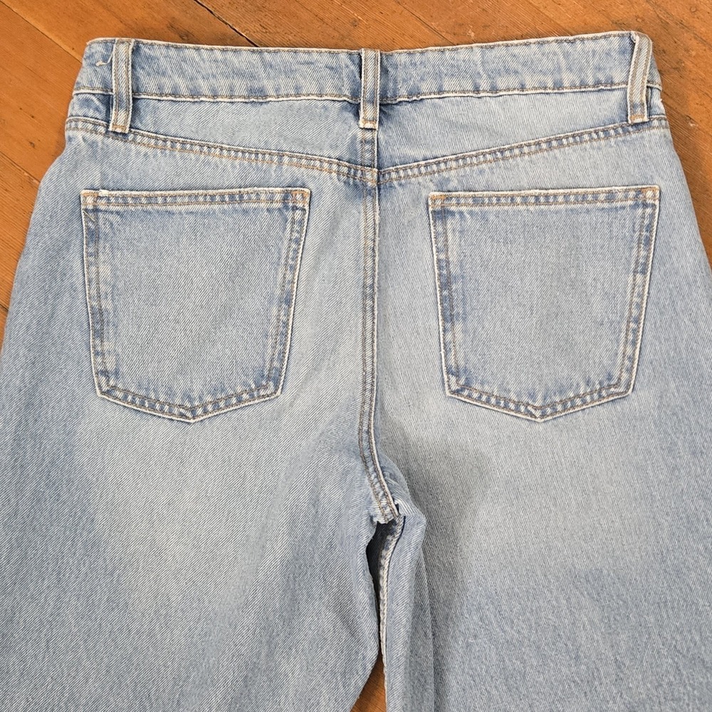 The Drop Luca High Rise Distressed Mom Jeans 28 Light Wash Straight Trendy Denim - Picture 8 of 11